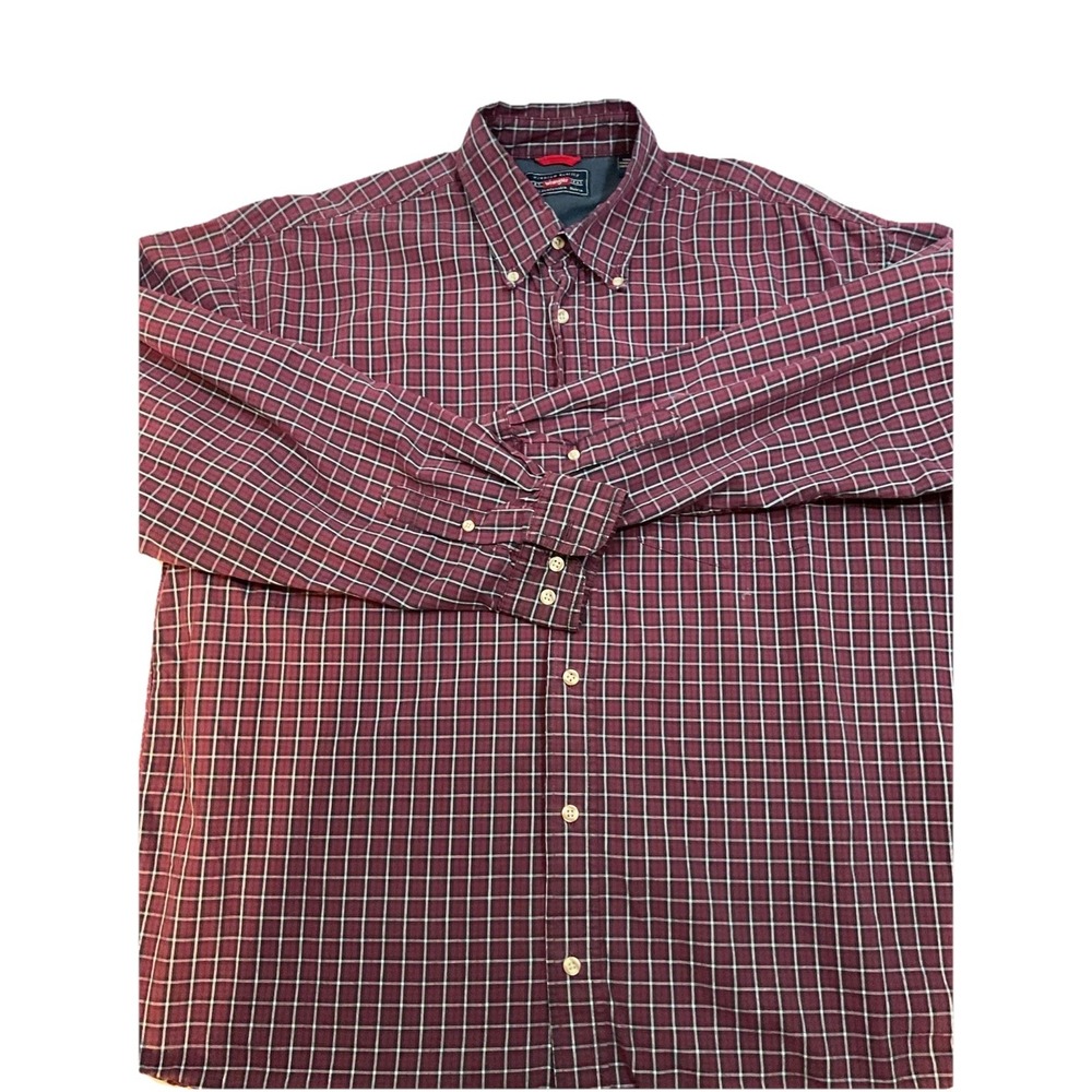 Wrangler Button Up Shirt Mens Large Red Plaid Cotton Long Sleeve Pocket G71